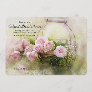 Invitation Fête de l'mariée Rose d'aquarelle