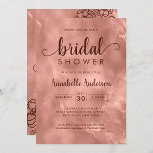 Invitation Fête de l'mariée Rose Gold Métallurgique Élégant F