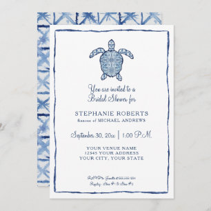 Invitation Fête de l'mariée Shibori Sea Turtle Ocean Beach Sh