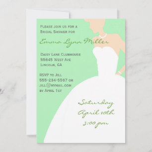Invitation Fête de l'mariée Silhouette de la mariée verte pâl