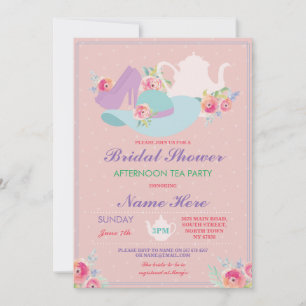 Invitation Fête de l'mariée Teapot Casquette Chaussures Bache