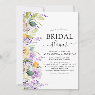 Invitation Fête de l'mariée vert mauve Botanique