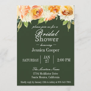 Invitation Fête de l'mariée verte de la forêt florale d'aquar