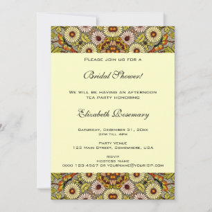 Invitation Fête de l'mariée Vintage, Papillons aux fleurs du