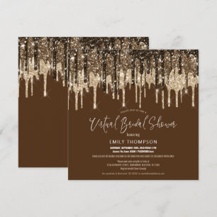 Invitation Fête de l'mariée virtuelle Brown Gold Parties scin