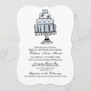 Invitation Fête de l'mariée Whimsical Blue Mariage Cake