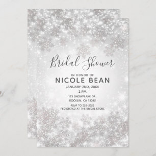 Invitation Fête de l'mariée White Sparkle Winter Wonderland