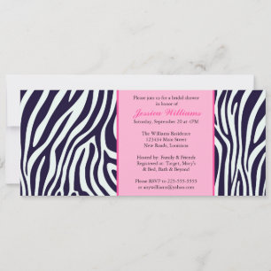 Invitation Fête de l'mariée Zèbre rose