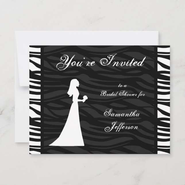 Invitation Fête de l'mariée, Zèbres noirs et blancs (Devant)