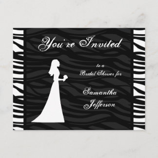 Invitation Fête de l'mariée, Zèbres noirs et blancs