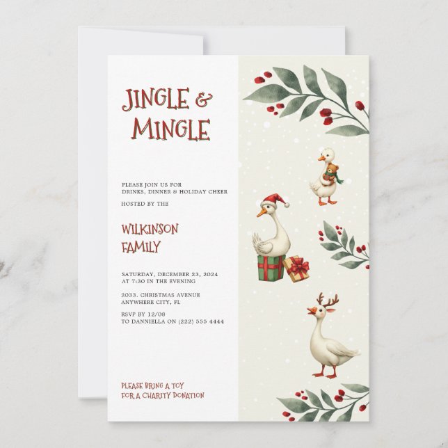 Invitation Fête de l'oie Jingle Mingle Party (Devant)