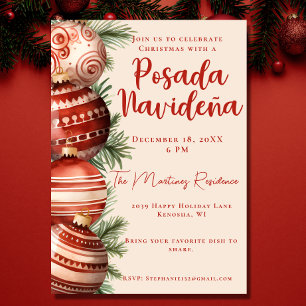 Invitation Fête de l'Ornement Rouge Mexicaine Posada Navideña