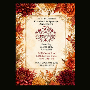 Invitation Fête de luxe d'anniversaire de 50 ans d'Automne
