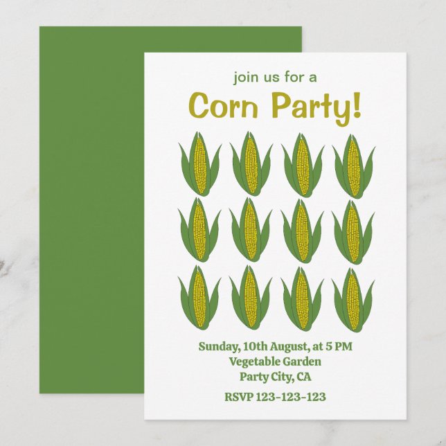 Invitation Fête de maïs sur une ferme de légumes de maïs (Devant / Derrière)