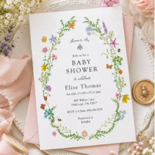 Invitation Fête de Maman Fleur pour Bébé Abeille