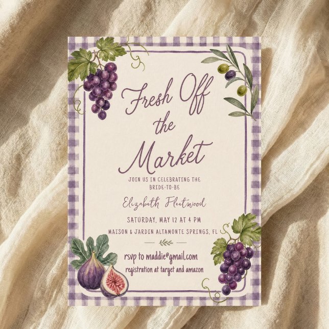 Invitation Fête de Marché aux Puces à l'aquarelle Raisins de  (Créateur téléchargé)