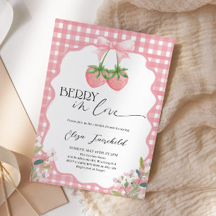 Invitation Fête de mariage à la carreaux de fraise "Berry in