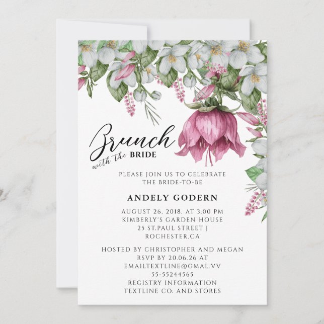 Invitation Fête de Mariage à l'Aquarelle Florale (Devant)