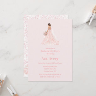 Invitation Fête de mariage à l'encre alcoolique Rose Mariée E
