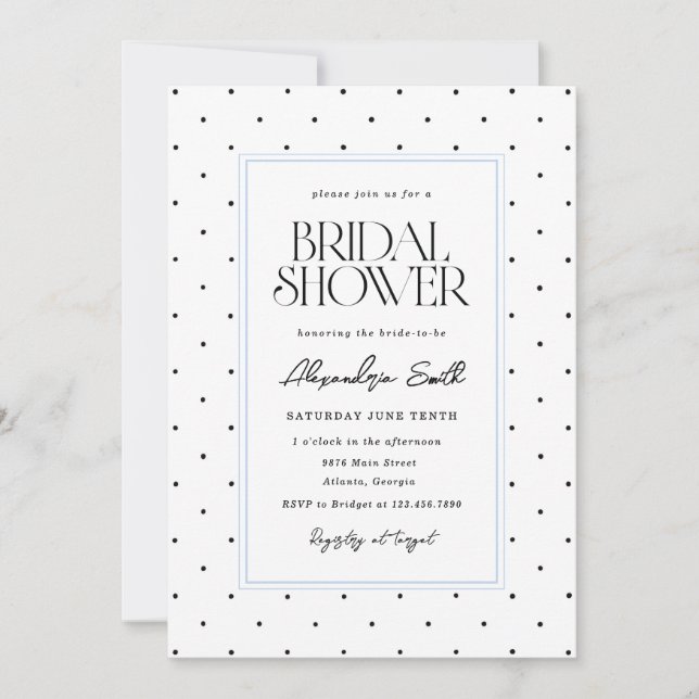 Invitation Fête de mariage à pois (Devant)