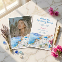Fête de mariage à Santorin Grèce aquarelle côtière