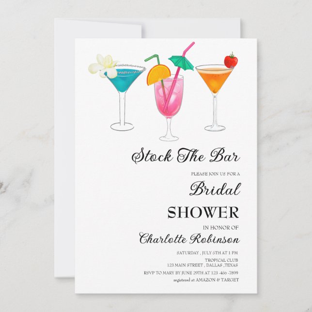 Invitation Fête de mariage : approvisionner le bar (Devant)
