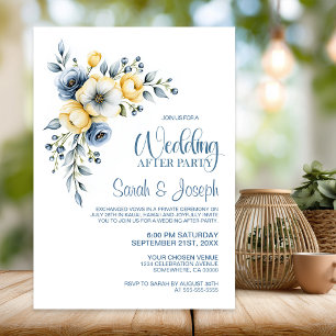Invitation Fête de mariage après la cérémonie de mariage bleu