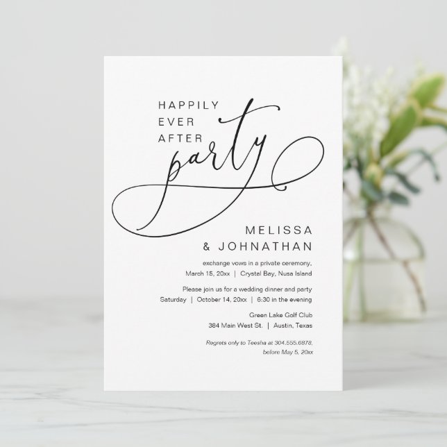 Invitation Fête de mariage après l'élopement Heureux pour tou (Debout devant)