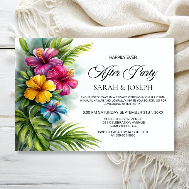 Invitation Fête de mariage après mariage tropical Hibiscus (Créateur téléchargé)