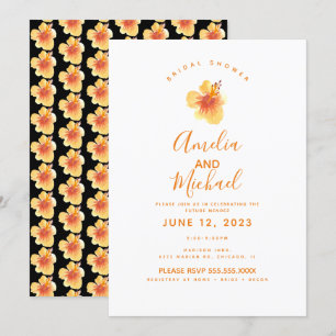 Invitation Fête de mariage aquarelle à la main Hibiscus Orang