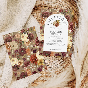 Invitation Fête de mariage aquarelle florale Tomber en amour