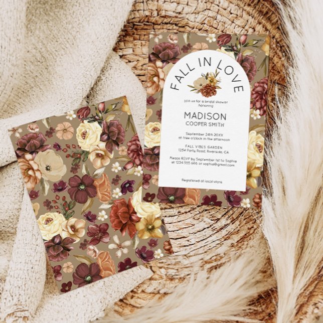 Invitation Fête de mariage aquarelle florale Tomber en amour (Créateur téléchargé)