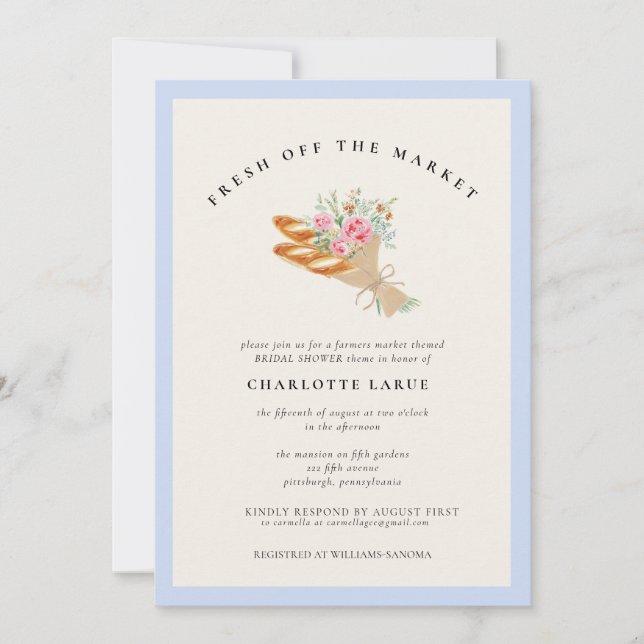 Invitation Fête de mariage aquarelle Frais du Marché  (Devant)