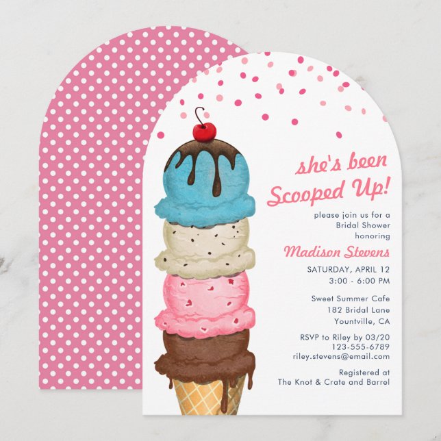 Invitation Fête de mariage aquarelle moderne glace d'été (Devant / Derrière)