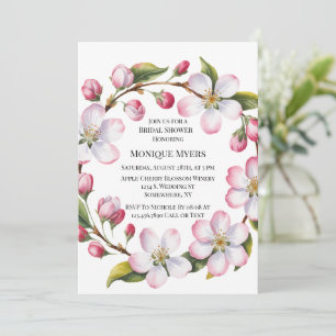 Invitation Fête de mariage aquarelle pomme cerisier en fleurs
