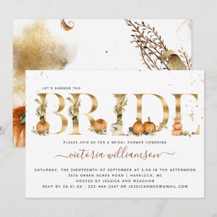 Invitation Fête de mariage automnal élégant Pumpkin Gold