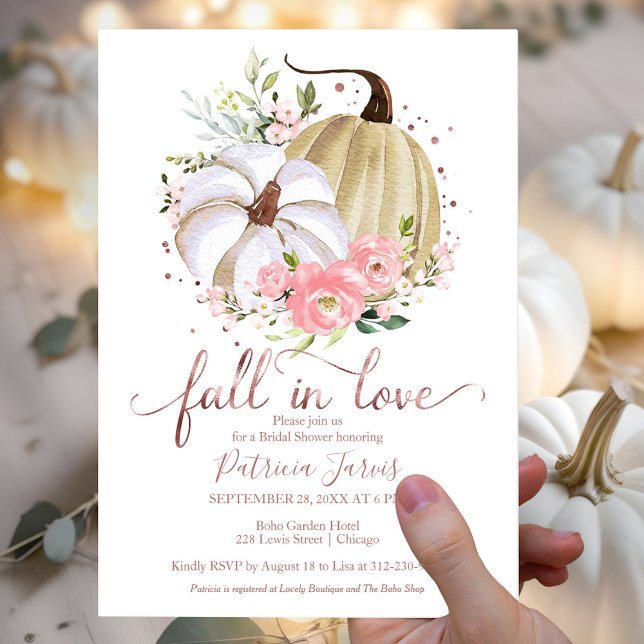 Invitation Fête de mariage automnale avec citrouille et fleur (Créateur téléchargé)