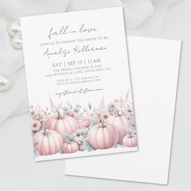 Invitation Fête de mariage automnale citrouille rose (Pink Pumpkin Fall Bridal Shower Invitation )