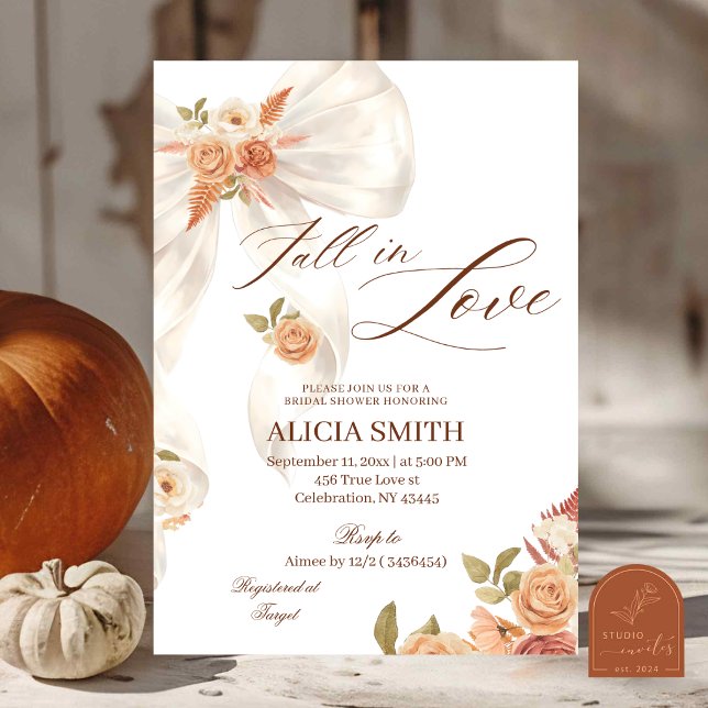 Invitation Fête de mariage automnale Tomber en amour (Créateur téléchargé)
