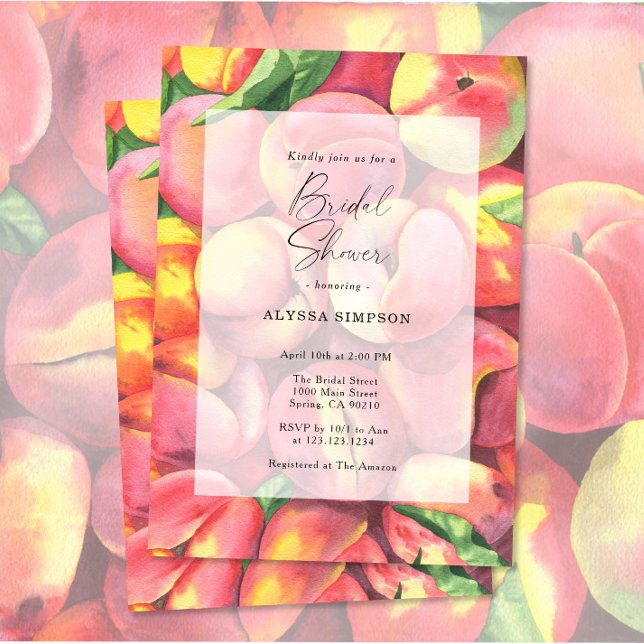 Invitation Fête de mariage aux aquarelles de pêches (Créateur téléchargé)