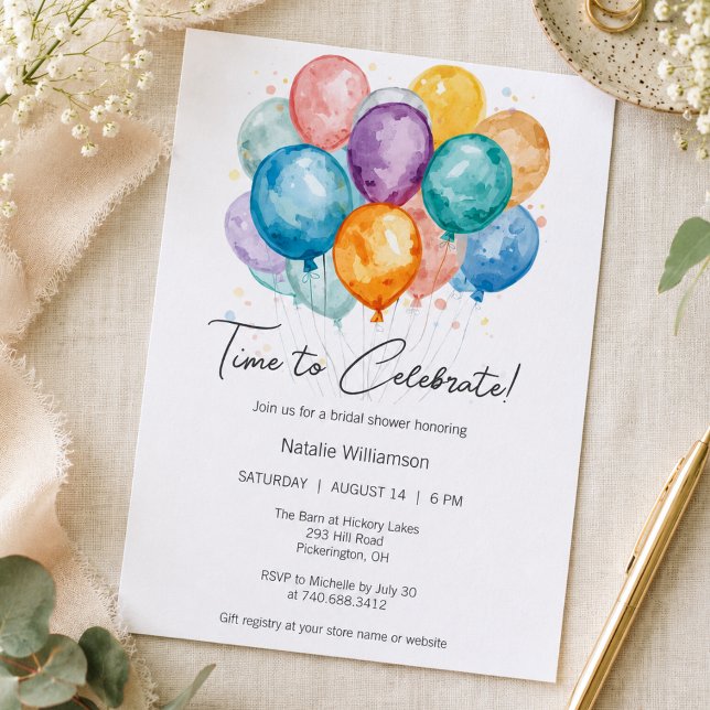 Invitation Fête de Mariage aux Ballons et Confettis (Créateur téléchargé)