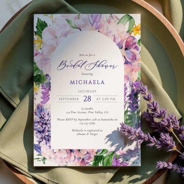 Invitation Fête de Mariage aux Élégantes Fleurs de Lavande à  (Créateur téléchargé)