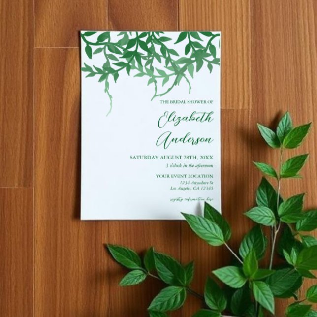 Invitation Fête de mariage aux feuilles botaniques rustiques  (Créateur téléchargé)