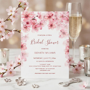 Invitation Fête de mariage aux fleurs de cerisier aquarelles
