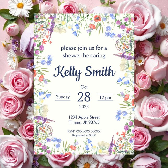 Invitation Fête de mariage aux fleurs sauvages (Créateur téléchargé)