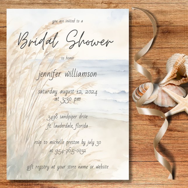 Invitation Fête de mariage aux flocons de mer aquarelle  (Créateur téléchargé)