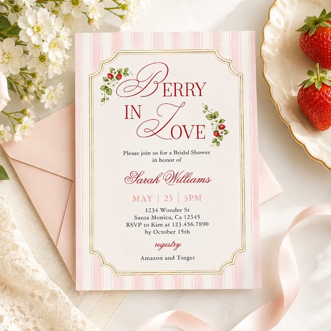 Invitation Fête de mariage aux fraises  (Créateur téléchargé)