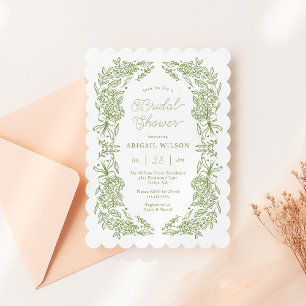 Invitation Fête de mariage aux hortensias verts sauge à bordu