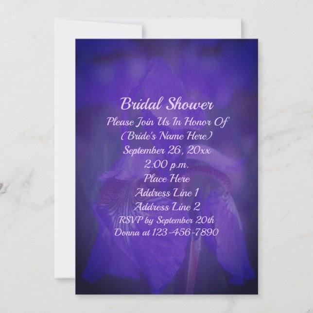 Invitation Fête de mariage aux Iris Fleur Violette  (Devant)