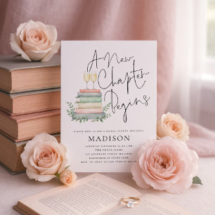 Invitation Fête de mariage aux livres et au champagne A New C